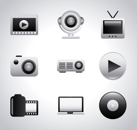 video icons over gray background のイラスト素材