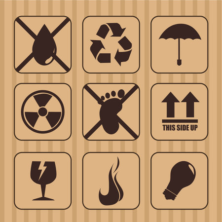 box icons over brown background のイラスト素材