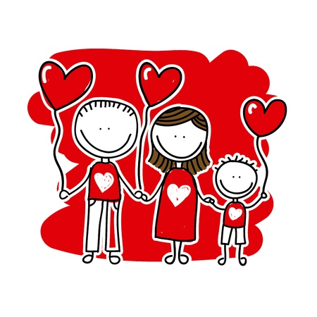 family design over red background のイラスト素材