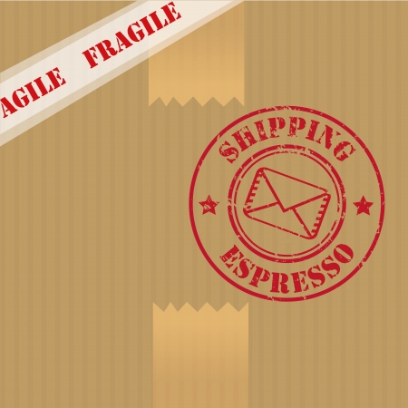 shipping espresso over brown background のイラスト素材