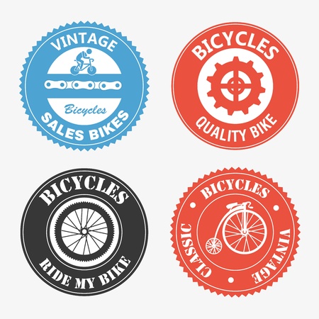 cycling labels over white backgroundのイラスト素材