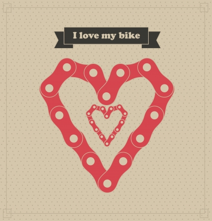 i love my bike over dotted background のイラスト素材