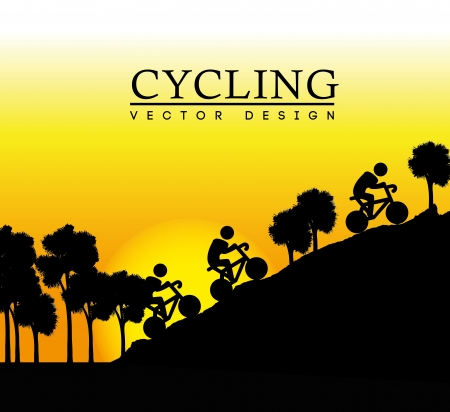 cycling design over sunset background のイラスト素材