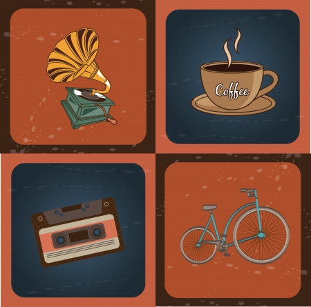 retro icons over vintage background vector illustration のイラスト素材