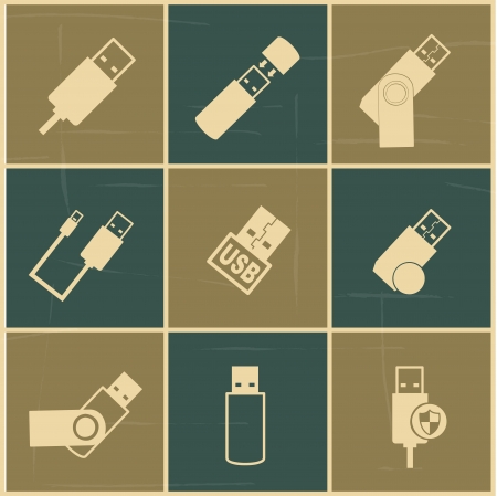 usb icons over colorful background vector illustration のイラスト素材