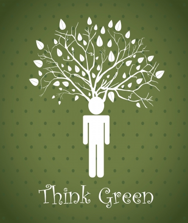 Think green over dotted background vector illustration のイラスト素材