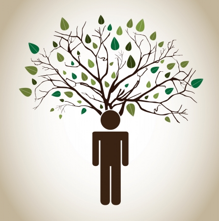 Think green over beige background vector illustration のイラスト素材