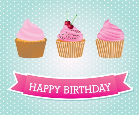 happy birthday design  over dotted background vector illustration のイラスト素材