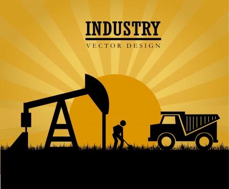 industry label over landscape background vector illustration のイラスト素材