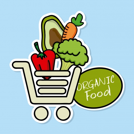 organic food over blue background vector illustration のイラスト素材