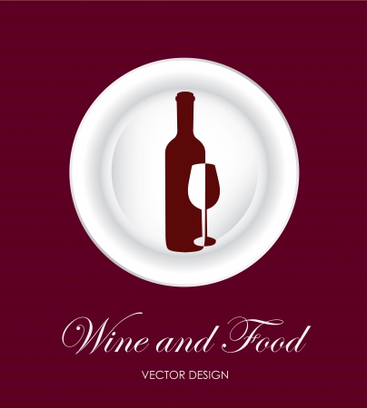 wine and food over red-wine background. のイラスト素材