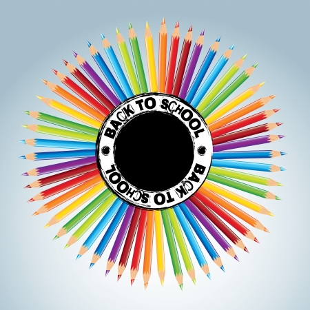 colored pencils over blue background のイラスト素材