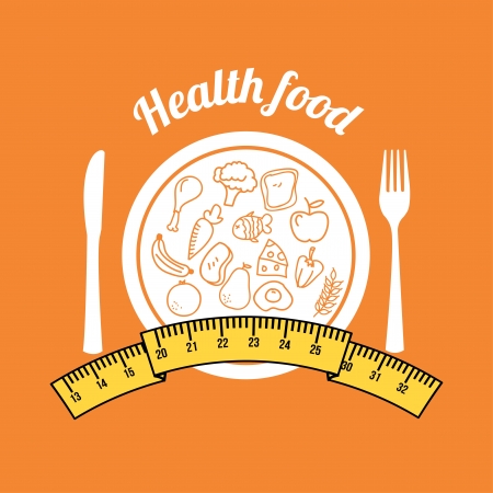 health food over orange background のイラスト素材