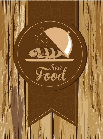 sea food design over wooden background のイラスト素材