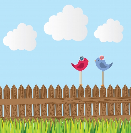 birds design over landscape background vector illustrationのイラスト素材