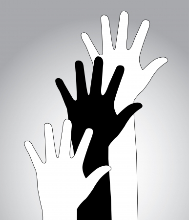 hands up over gray background vector illustration のイラスト素材
