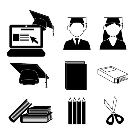 graduate icons over white background vector illustration のイラスト素材