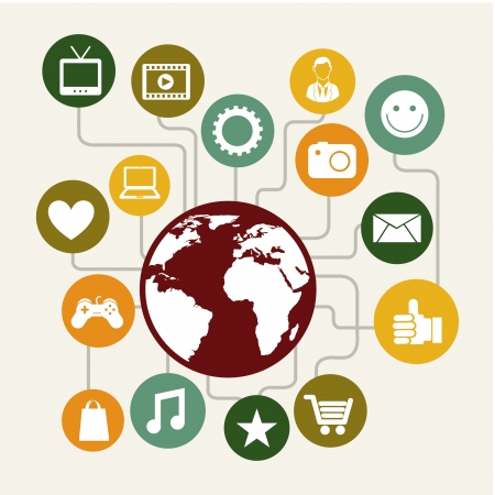global marketing icons over white background vector illustration  の写真素材