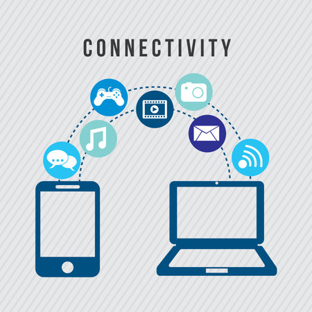 connectivity icons over gray background のイラスト素材