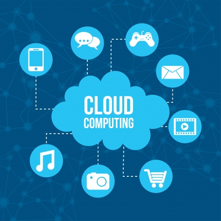 cloud computing icons over blue background のイラスト素材