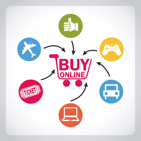 ecommerce design over gray background のイラスト素材