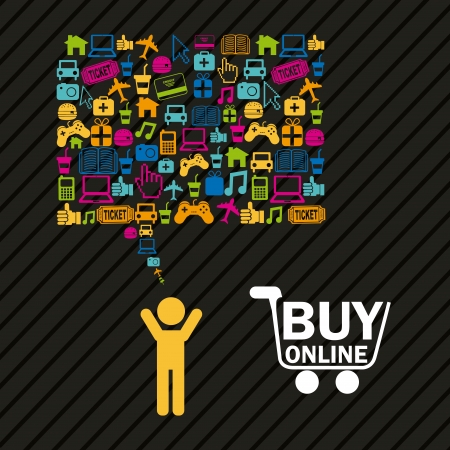 ecommerce design over black background のイラスト素材
