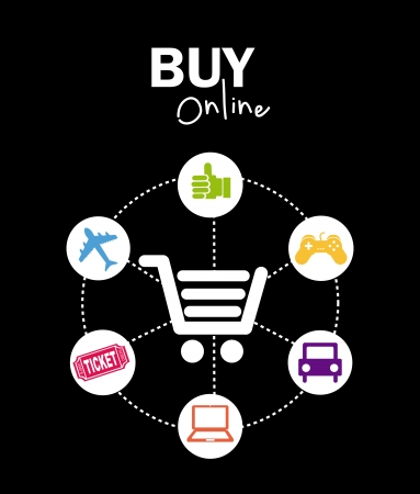 ecommerce design over  black background のイラスト素材