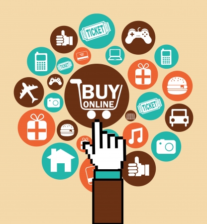 ecommerce design over  pink background のイラスト素材