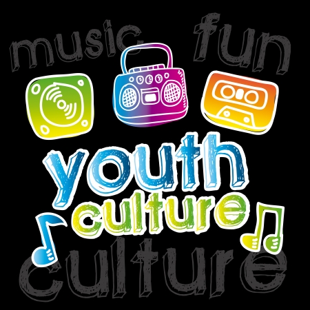 youth culture over black background vector illustrationのイラスト素材