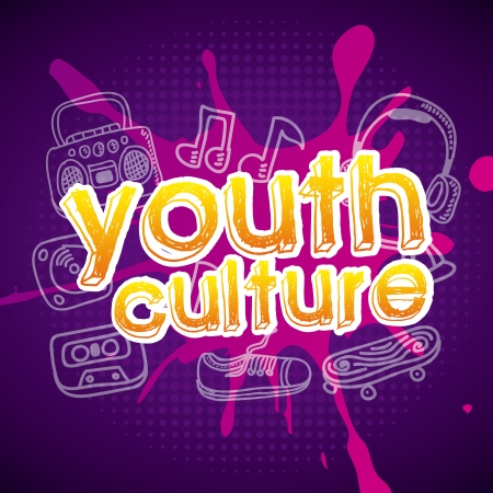 youth culture over purple background vector illustrationのイラスト素材