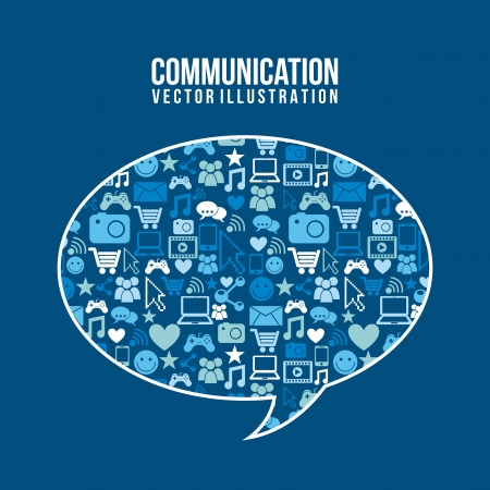 communication icons over blue  background vector illustration  のイラスト素材