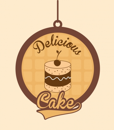 delicious cake over cream background vector illustration のイラスト素材