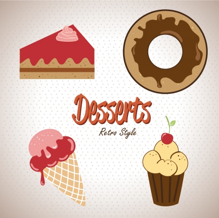 desserts icons over beige background vector illustrationのイラスト素材