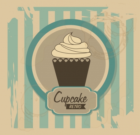 cupcake design  over grunge background vector illustration のイラスト素材