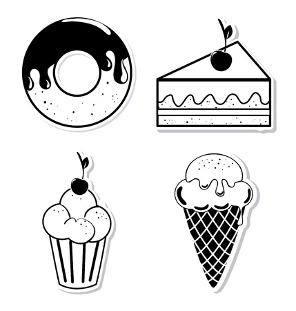 pastry icons over white background vector illustrationのイラスト素材