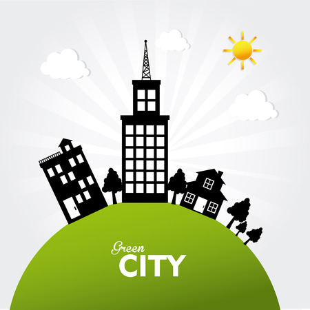 green city  design over landscape bacground vector illustration のイラスト素材
