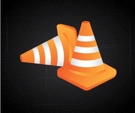 traffic cones over black background, vector illustrationのイラスト素材