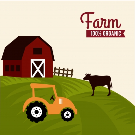 farm label over landscape background vector illustrationのイラスト素材