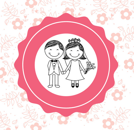 wedding design over floral background vector illustration   のイラスト素材