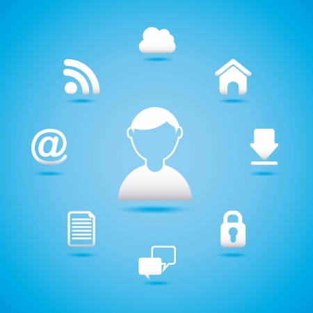 internet icons over  blue background vector illustration のイラスト素材