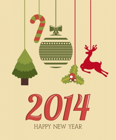 happy new year 2014 over  pink background  vector illustration のイラスト素材
