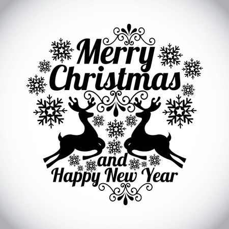 merry christmas and happy new year  over gray background  vector illustration のイラスト素材