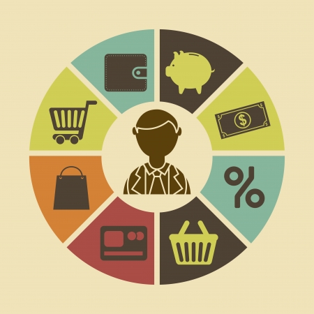 shopping icons over pink  background vector illustrationのイラスト素材