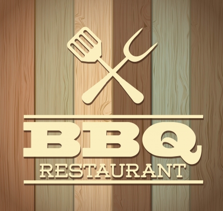 bbq design over wooden  background vector illustrationのイラスト素材