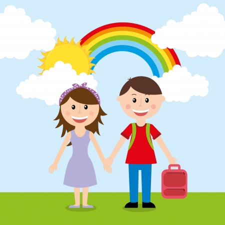 family design over landscape background vector illustrationのイラスト素材