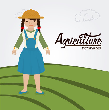 agriculture label over landscape background vector illustration のイラスト素材