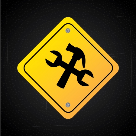 hammer and wrench isolated over black background. vector illustrationのイラスト素材