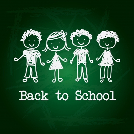 back to school over chalkboard background vector illustrationのイラスト素材