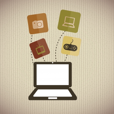 multimedia design over lineal background vector illustration  のイラスト素材