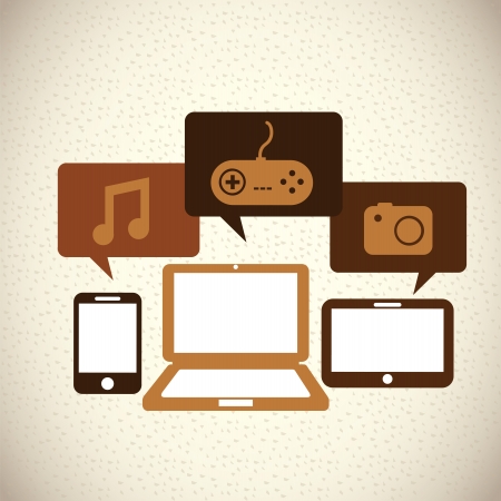 multimedia design over pattern background vector illustration  のイラスト素材